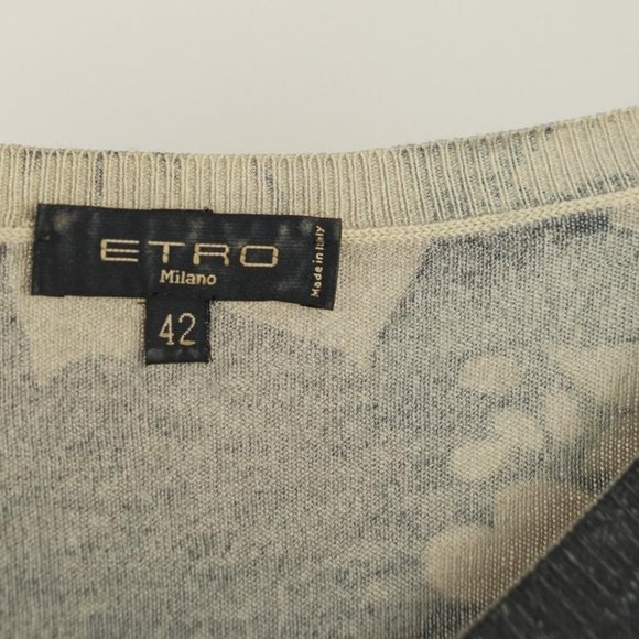 Etro Grey and Red Sequin-Embellished Floral Sweater - Picture 7 of 8